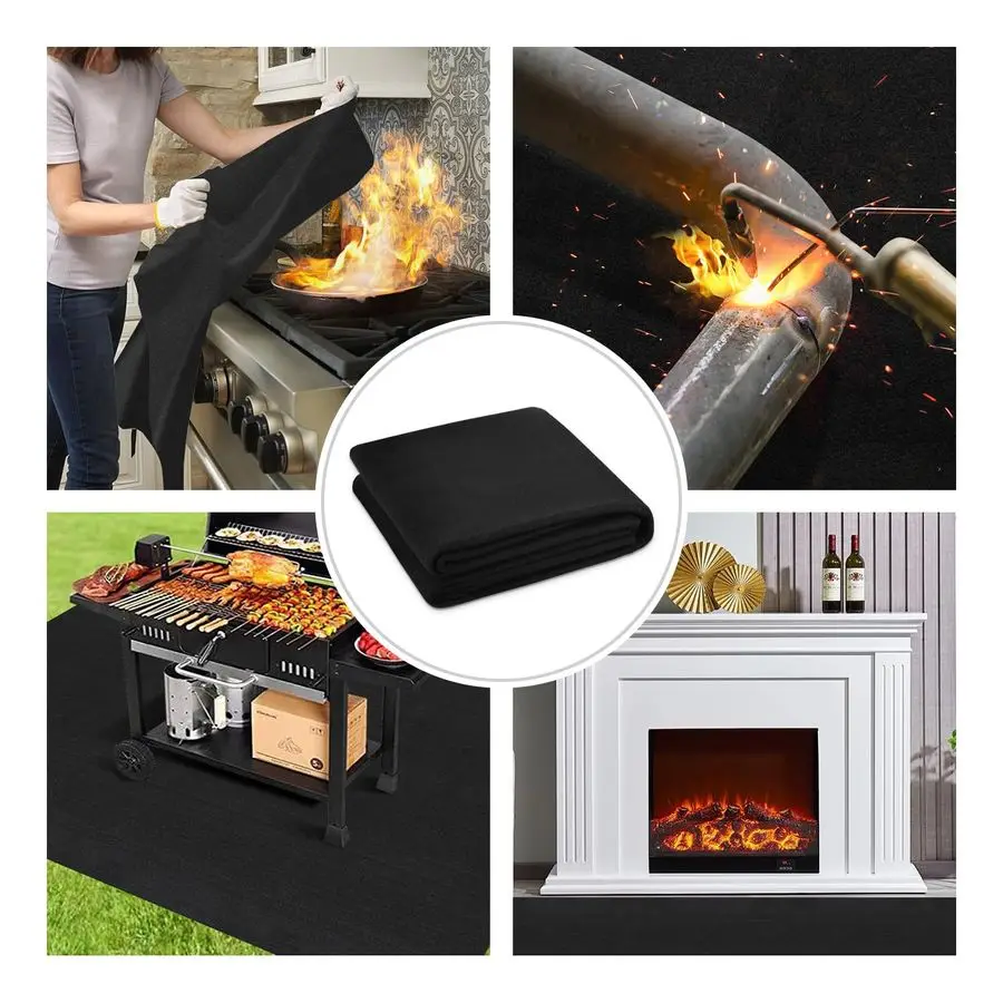 بطانية لحام كبيرة مقاومة للحريق مقاس 72 × 96، بطانية عازلة مقاومة لدرجات الحرارة العالية 1800F، نسيج مقاوم للهب من الكربون C