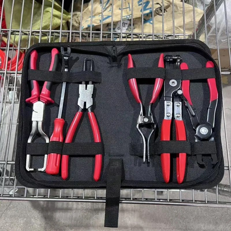 6-piece set of auto repair pliers, vertical tube bundle separating pliers, and automotive rotary nail screwdriver tool set