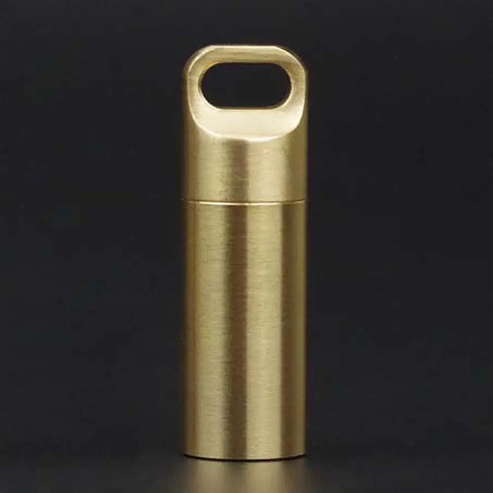 Moisture-proof Hang Buckle Waterproof Brass Acorn Pill Bottle Travel Pill Case Pill Box Capsules Organizer Granule Storage Box