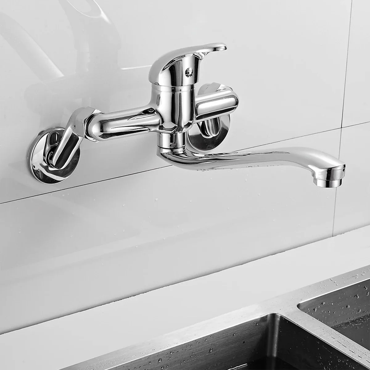 Sink Faucet Single Handle Wall Mounted Mixer Tap Hot and Cold Water Mixer Faucet Modern Basin Sink Electroplating Mixer Valve