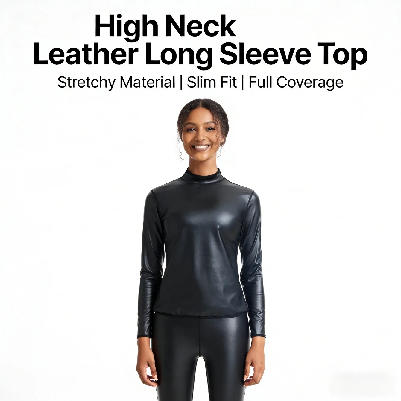 

Женское эластичное корректирующее белье для йоги с воротником-стойкой и длинными рукавами, кожаная бесшовная талия - утягивающий облегающий верхний топ