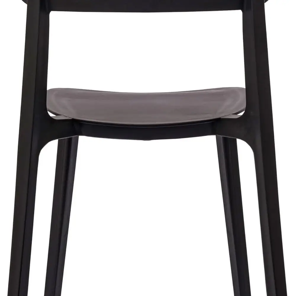 كرسي فناء قابل للتكديس لجميع الأحوال الجوية مع ظهر منحني ومقعد محيطي، مقاوم للأشعة فوق البنفسجية، أسود، للاستخدام الداخلي/الخارجي