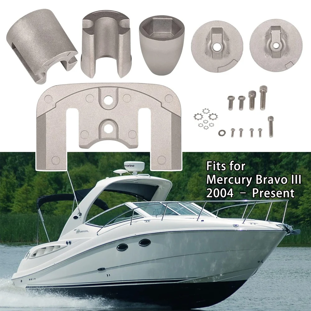 CMBRAVO3KITA for Mercury Bravo 3 Stern Drives 2004 &Up Aluminum Anode Kit,Replaces OEM 888761Q02 888761Q04