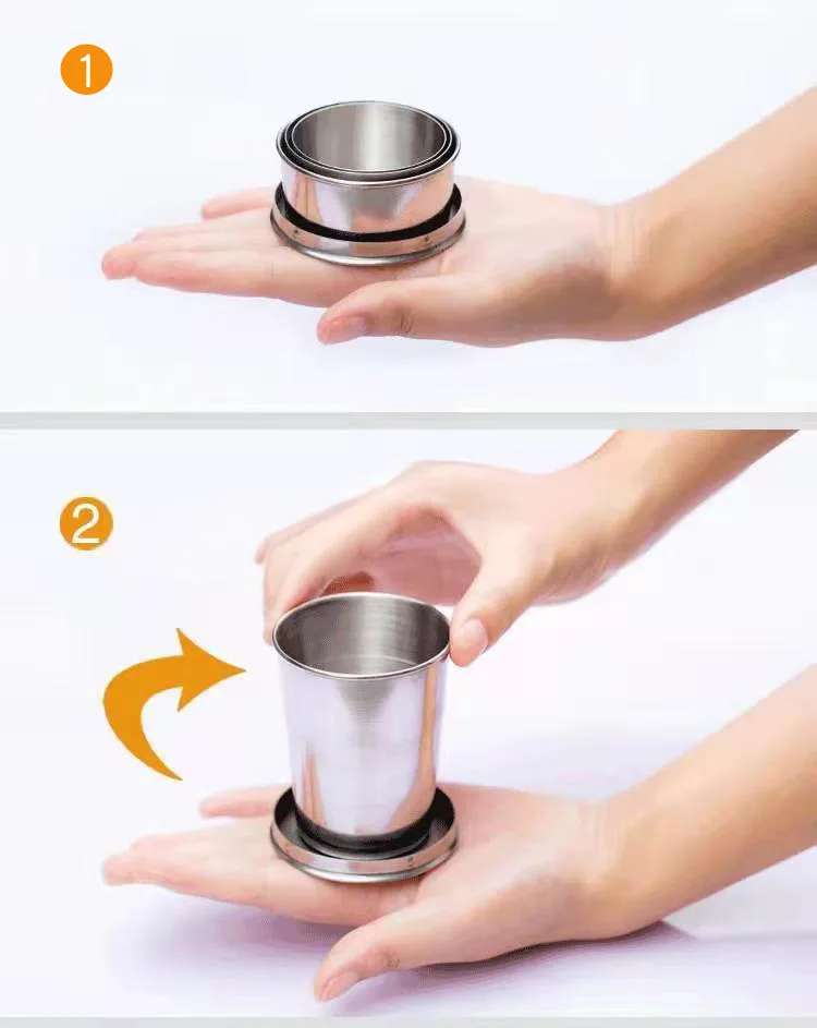 Stainless Steel Folding Cup, Portable Outdoor Travel Telescopic Water Cup, Camping and Hiking Wine Glass