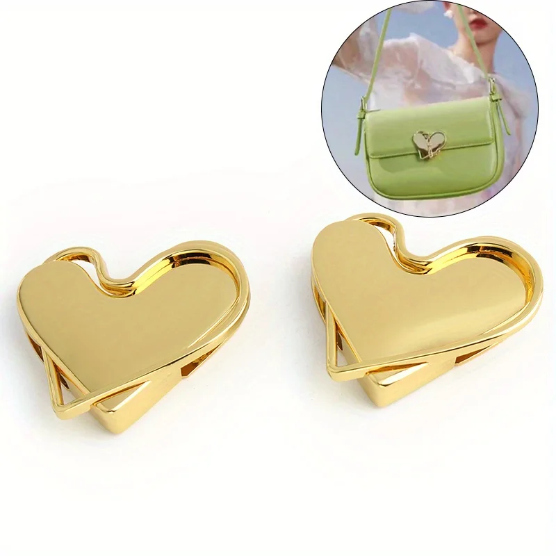 2PCS Handbag Metal Heart Magnetic Clasp Heart Shape Lock with Magnetic Clasp Shoulder Bag Crossbody Bag Hardware Accessories