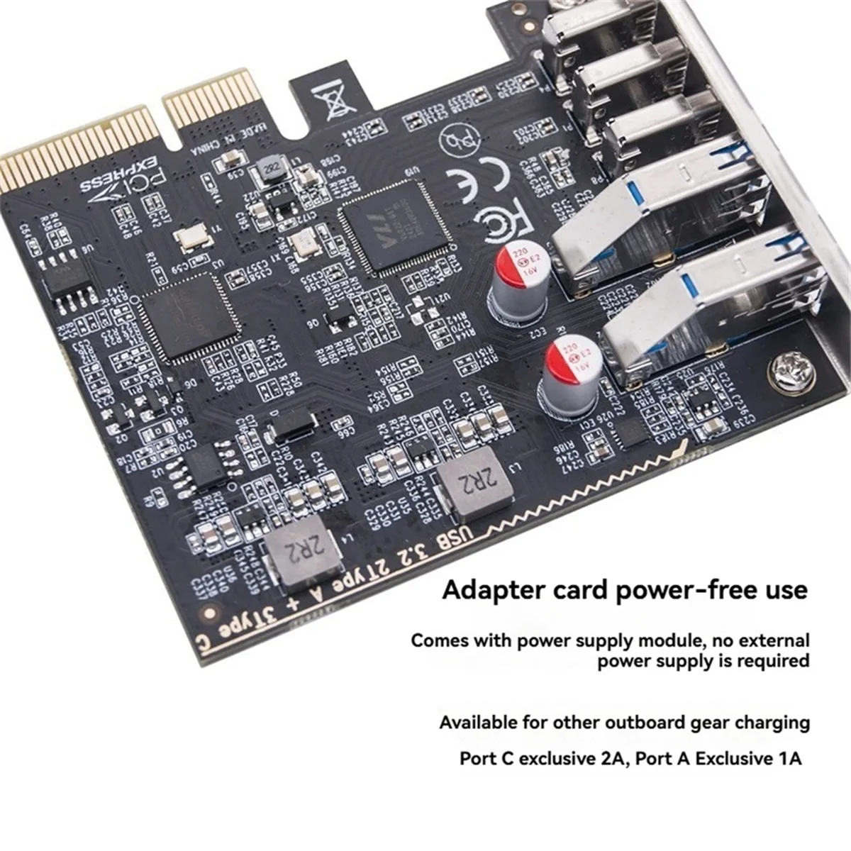 【Exclusive-Deal!】USB PCIE Card 2Port USB3.2 GEN2 USB-A + 3Port Type C 10Gbps Expansion Card PCI-E X4 USB HUB Adapter for Desktop