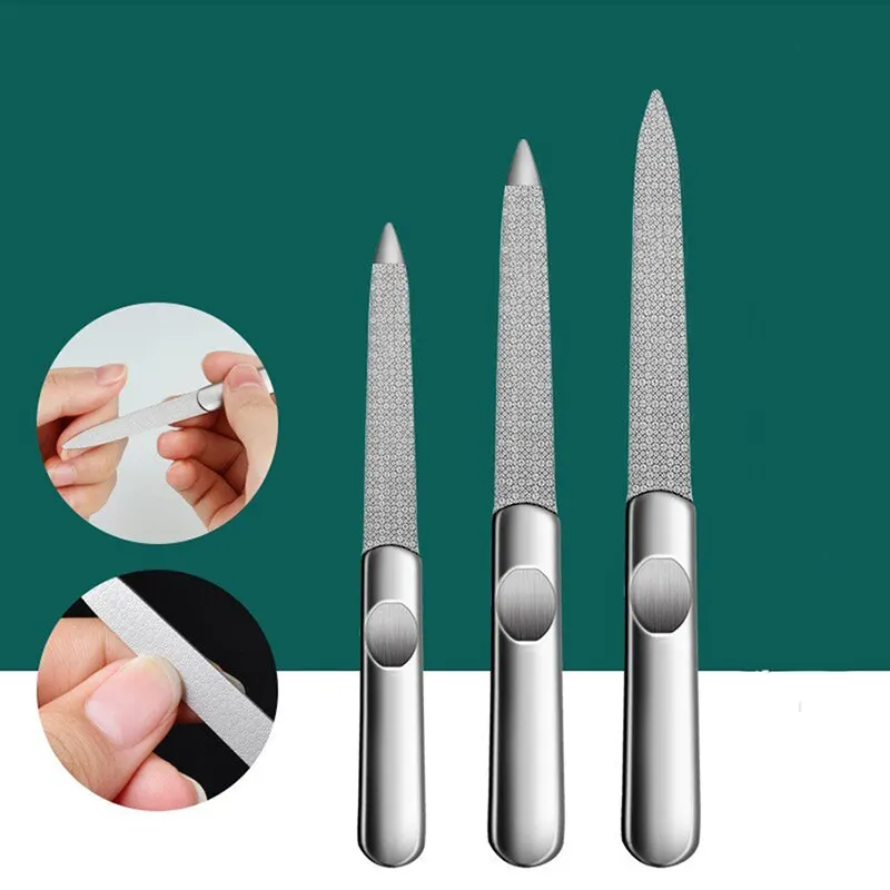 

Mix 3 Size Nail File Stainless Steel Professional Exfoliating Double Sides Sandpaper For Professional Finger Toe Nail Care Tools