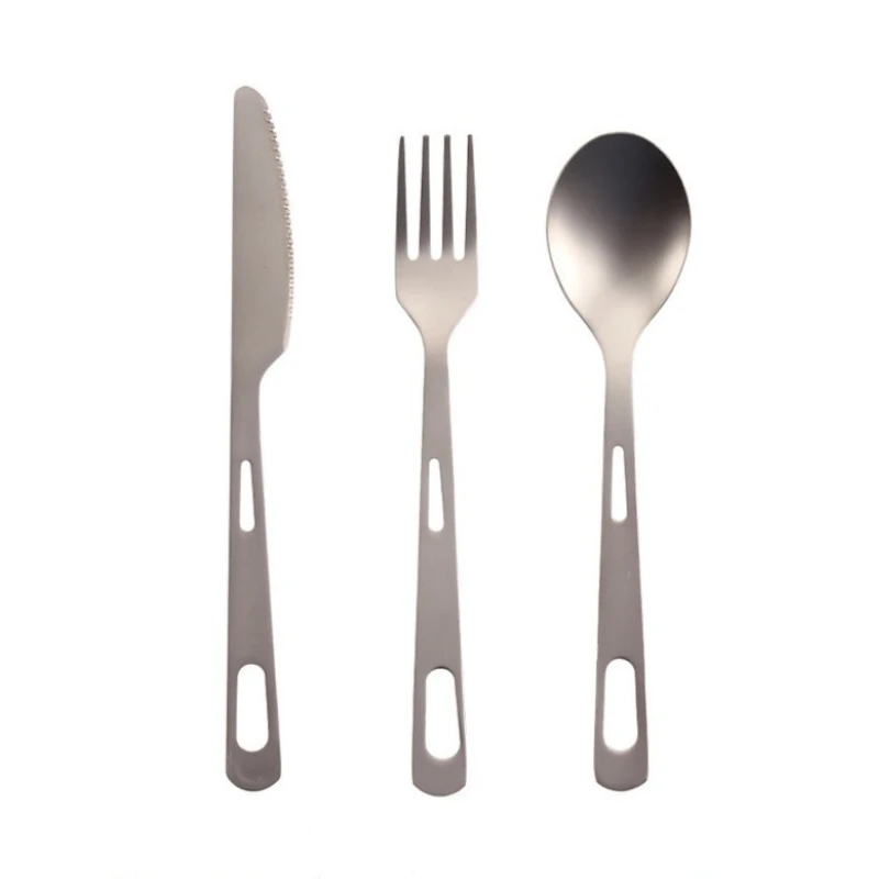 Pure Titanium Tableware Set for Outdoor Travel, Camping, Picnic, Long Handle, Fork, Spoon, Convenient