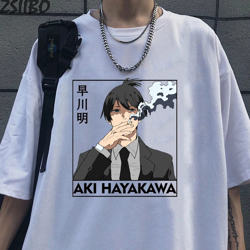 Hayakawa Aki Graphic Printed T-Shirt Cool Anime Harajuku Street T-Shirt Shirt Mens Loose Cool T-Shirt Tops