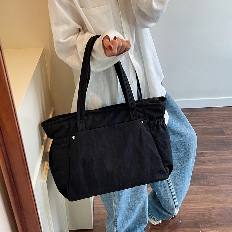 

Trendy Women's High-capacity Soft Cloth Shoulder Bag Solid Color Student Y2k Casual Style Big Handbags Crossbody Bags for Women