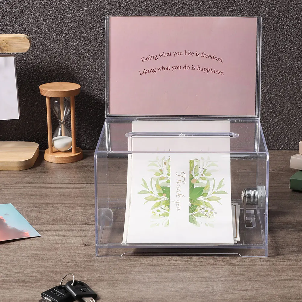 

2PCS Business Card Holder Clear Acrylic Box Suggestion Ballot Raffle Donation Storage Trading Wedding Party