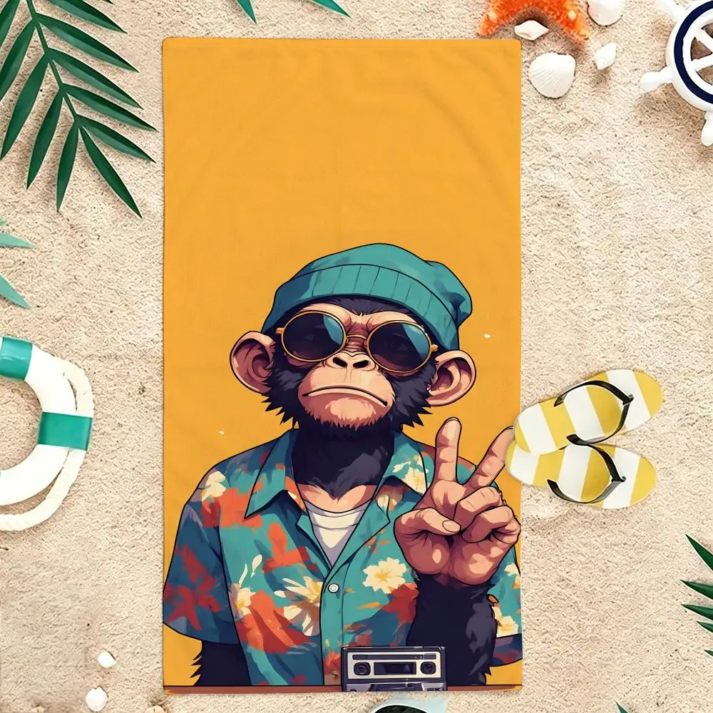 Vintage Cartoon Monkey Towel Microfiber soft Beach Towel for Travel Fitness Sauna Bathing Camping
