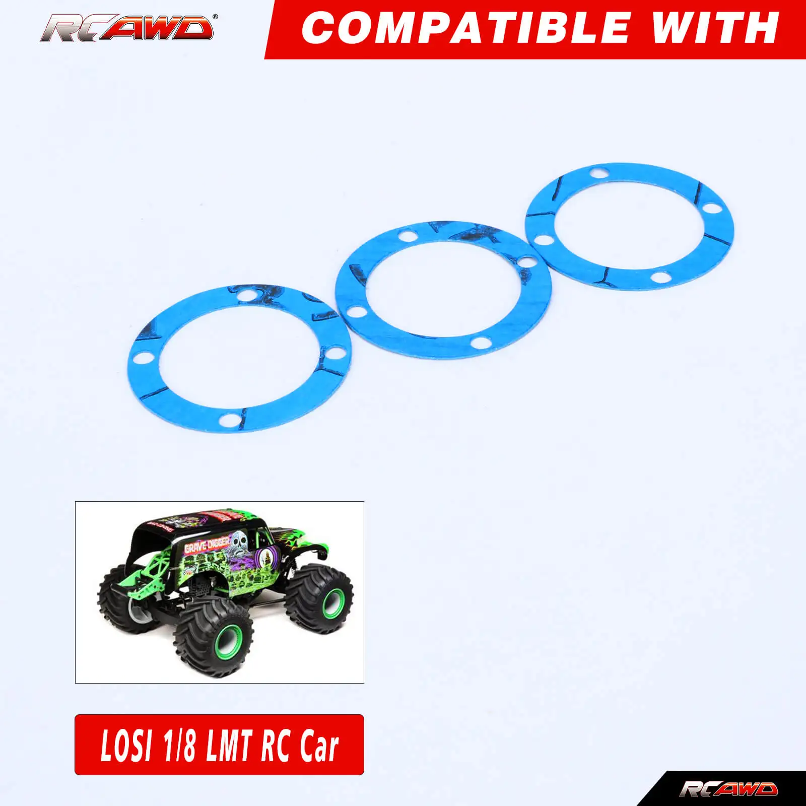 RCAWD 3Pcs Outdrive O-rings and Diff Gaskets for 1/8 Losi LMT RC car Upgrades parts