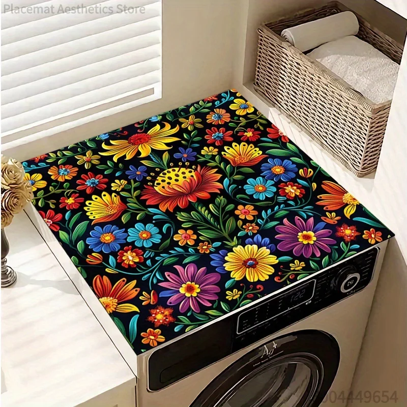 Vibrant And Colorful9 Patterns Washer And Dryer Top Protection Mat, Washing Machine Dust Cover Mat, Kitchen Accessories, Non-Sl