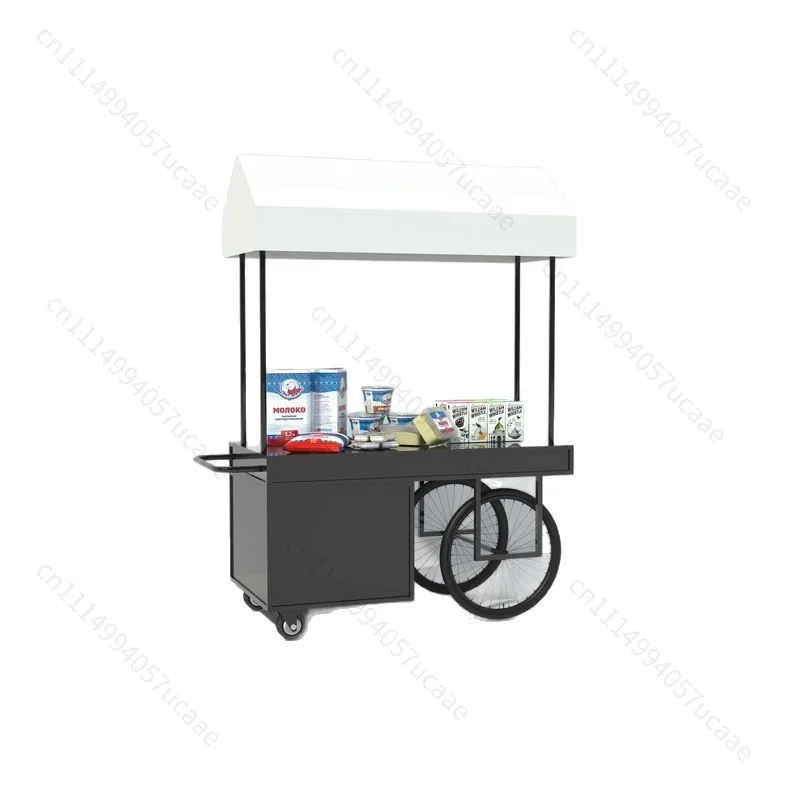 Custom Durable Iron Mobile Food Cart Outdoor  Snack Stall Trolley with Wheels Camping Cart