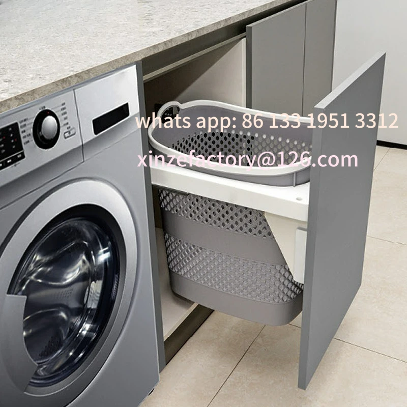 

Customizable Washing Machine Cabinet Built-in Laundry Basket Family Bathroom Storage Basket