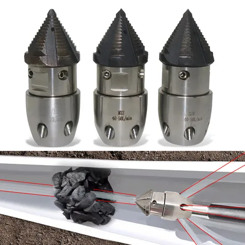 Imagen 1 del producto Boquilla giratoria 1/2 M22 3/8 boquilla giratoria de alta presión alcantarillado limpieza de alta presión boquilla de pistola de agua boquilla de limpieza de lodos