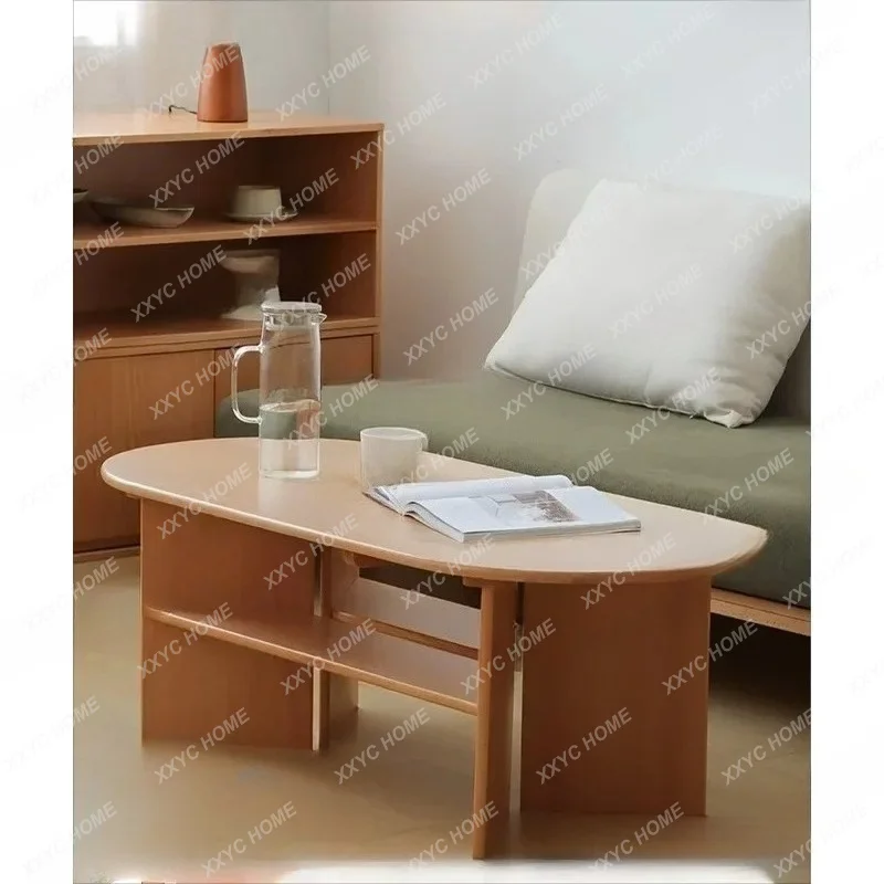 All solid wood beech Nordic log color coffee table living room household tea table small apartment