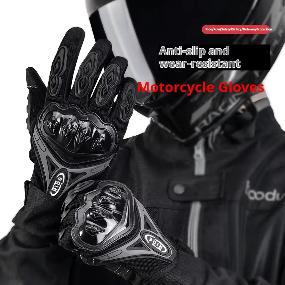 Motorcycle Gloves Motorcycle Off-road Winter Warm Full Finger Touch Screen Rider Equipped With Anti-fall Racing Riding Gloves