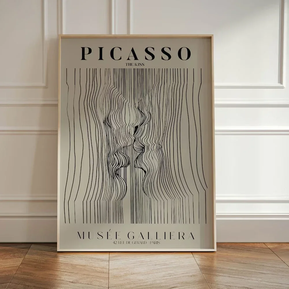 Minimalist Neutral Beige Abstract Vintage Picasso Exhibition Wall Art Canvas Painting Posters for Living Room Home Decor  Perfec