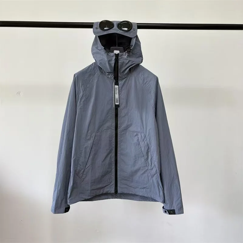 

Cp Autumn Winter Zipper Hooded Waterproof Jacket Loose Double Layer Mesh Windbreaker Open Cardigan Style Long Sleeve Cotton Y...