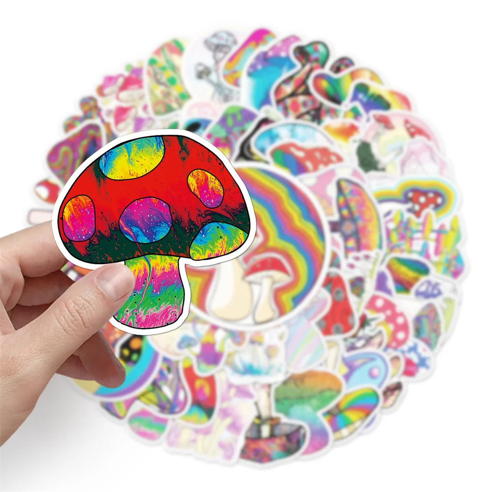 10/30/50PCS Cartoon Colorful Mushroom Personalized Creative Sticker Desk Refrigerator Computer PhoneWaterproof Sticker Wholesale