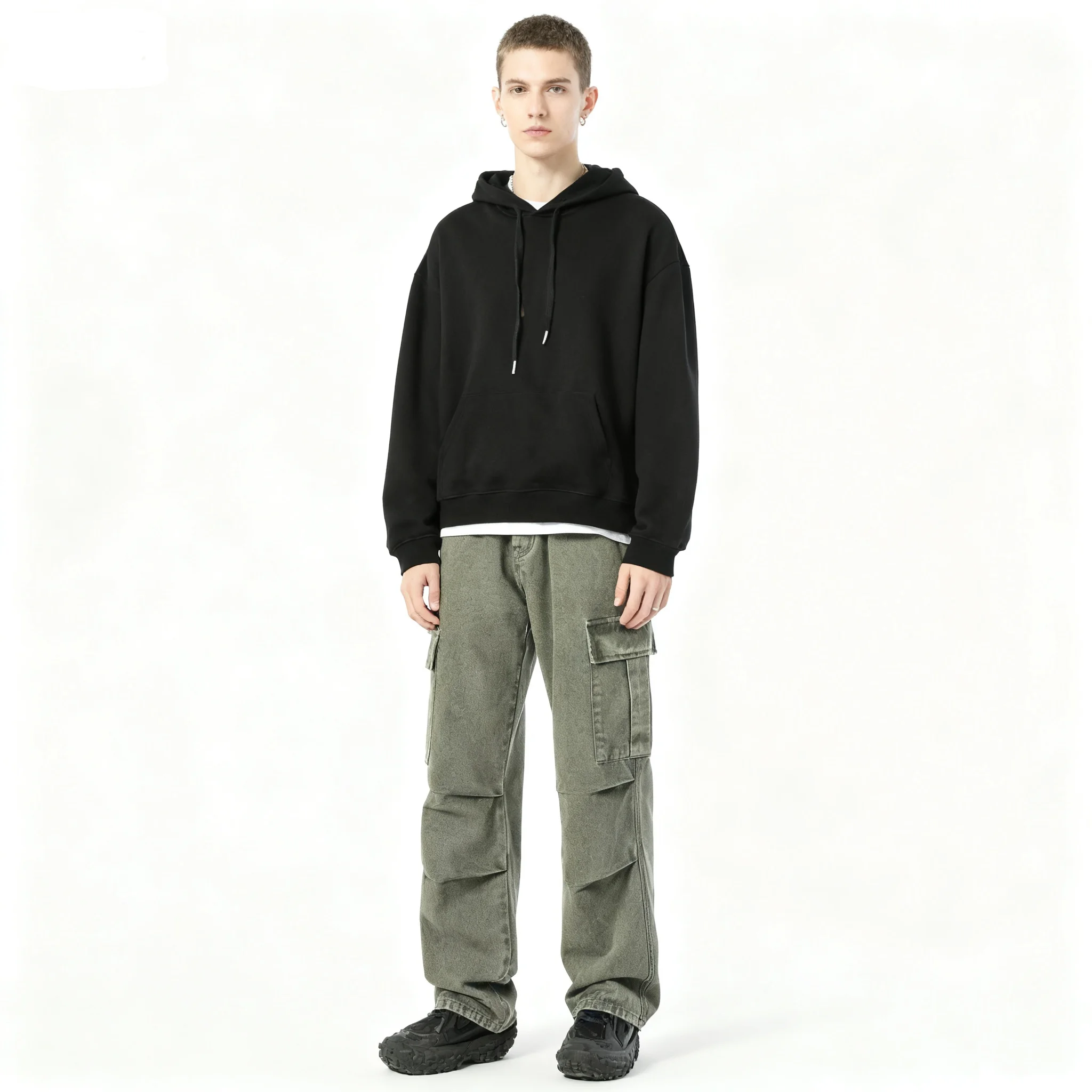 

2025 autumn and winter new American high street retro work pants design trendy brand loose casual straight leg jeans for men