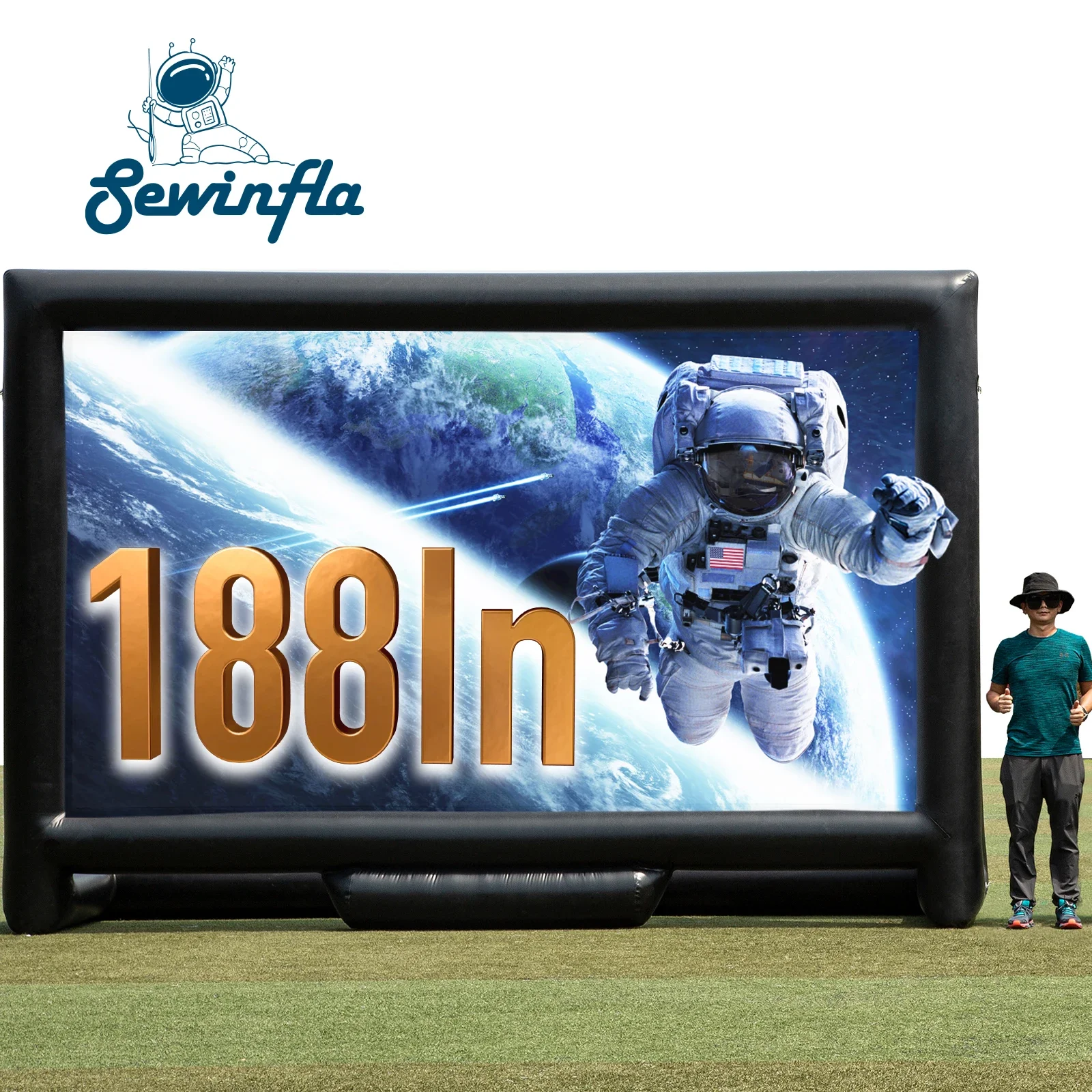 Sewinfla High Quality 19ft Air Sealed Rear Projection Inflatable TV Outdoor Movie ScreenLocal stock