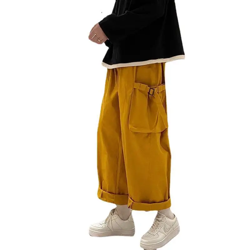 Japanese Korean Fashion Cargo Sports Pants for Men Spring Summer Thin Wide Leg Pants Straight Loose Casual Pants Men Clothing
