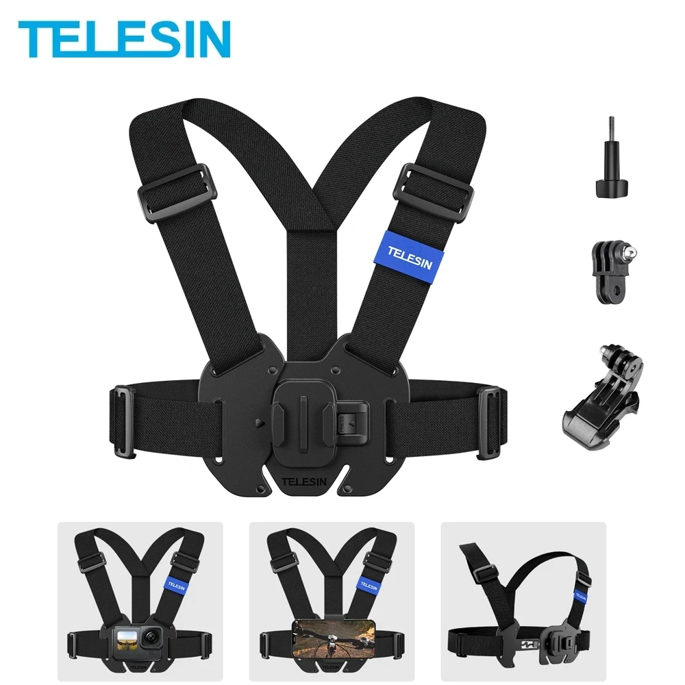 TELESIN Chest Strap Mount Belt Phone Clip Mount for GoPro 13 12 11 10 9 Insta360 X4 SJCAM DJI Action 5pro 4 3 Camera Accessory