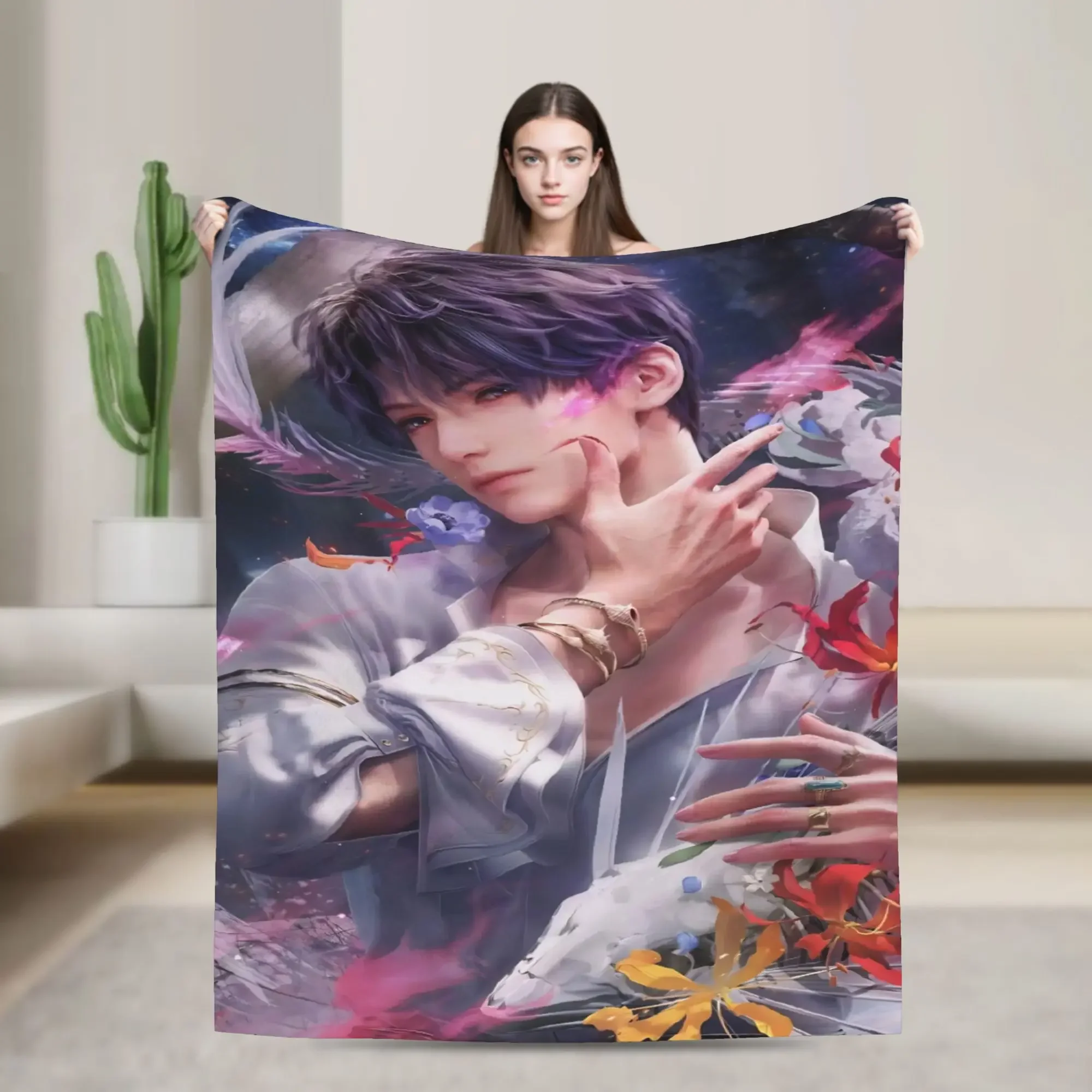 Love and Deepspace Rafayel Fuzzy Blanket  Awesome Throw Blanket for  Sofa Bedding Lounge 150*125cm Bedspread