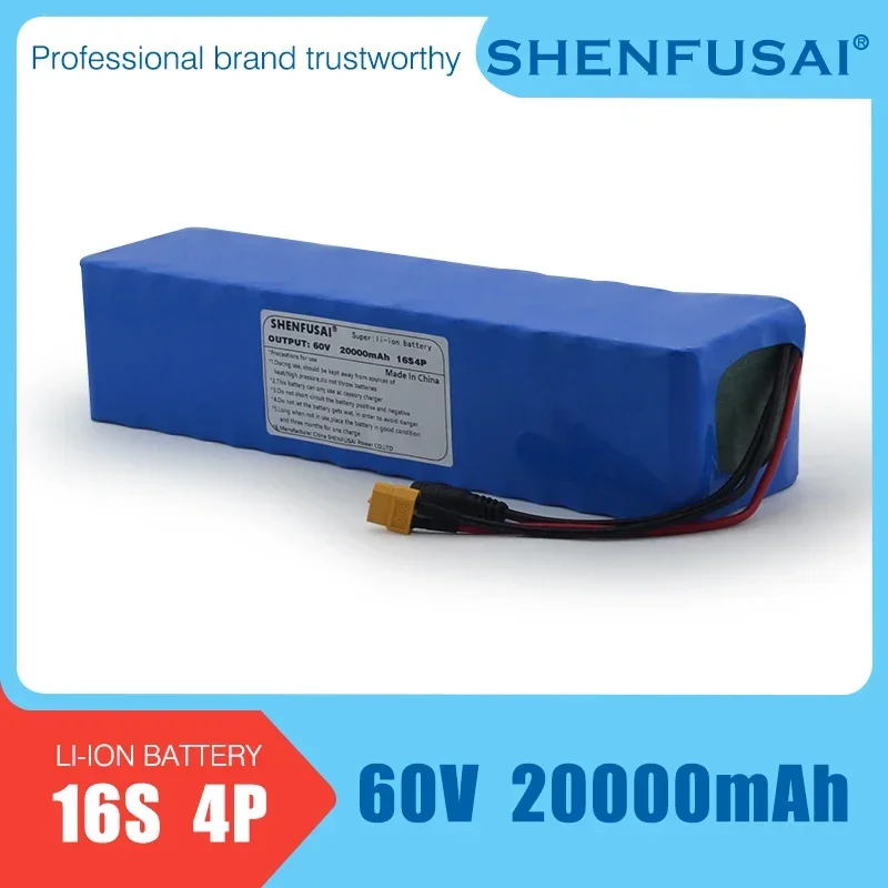 

2024 new original 60V lithium-ion battery pack, suitable for bicycles 16S4P, 20Ah, 1865020000 MAh