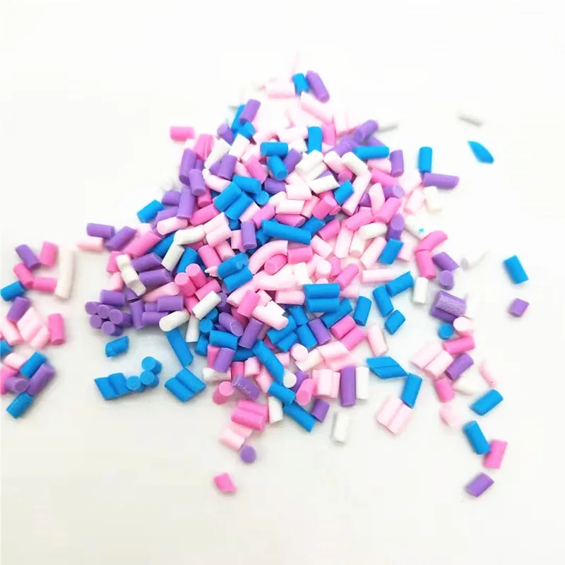 50g/Lot 1mm/1.5mm Thin Sprinkles Long Cylindrical Artificial Candy Polymer Clay Colorful for DIY Crafts Tiny Plastic Accessory