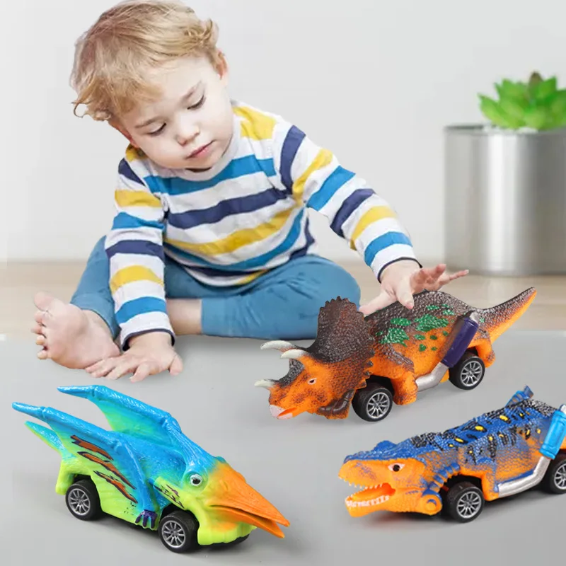 Dinosaur Pull Back Car Toys for Boys Girls Stegosaurus Triceratops Pterosaur Dinosaur Model Inertial Vehicle Children\'s Toys Car