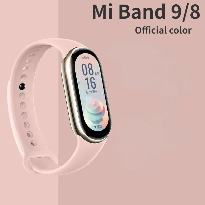 Xiaomi Mi Band用シリコンストラップ,通気性のあるスポーツブレスレット,公式スマートブレスレット,交換用アクセサリー,9,8