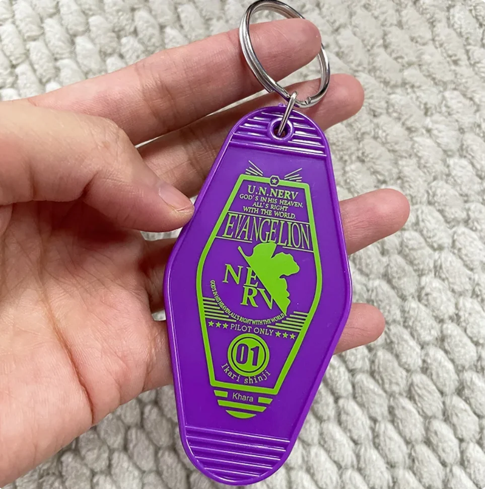 eva 01 NERV Ikari Shinji keychain vintage keyring purple