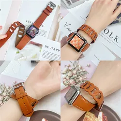 Gourmette Double Tour For Apple Watch Serie 10 9 8 7 6 Band 46mm 40mm 41mm 38mm 44mm 45mm 42mm 49mm Leather Strap iWatch Ultra 2