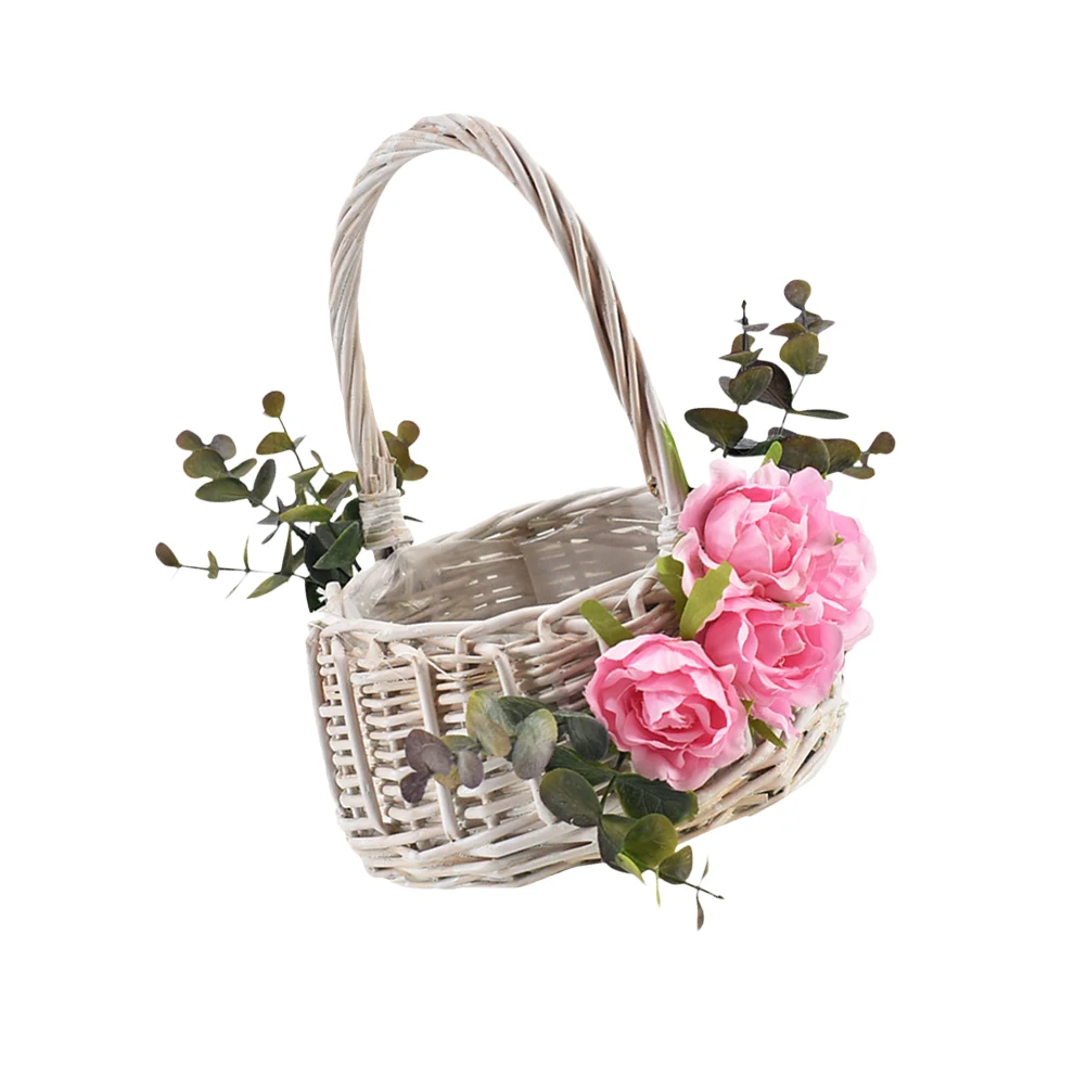 

Flower Girl Basket Wedding Flowers Baskets Bamboo Tote ies Scattering Petals Bride Elegant Occasions Storage