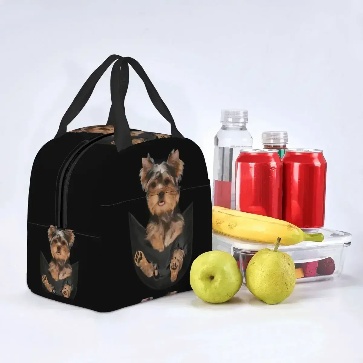 Yorkshire Terrier personalizado em bolsa de almoço de bolso feminina quente refrigerador isolado lancheira para escritório adulto