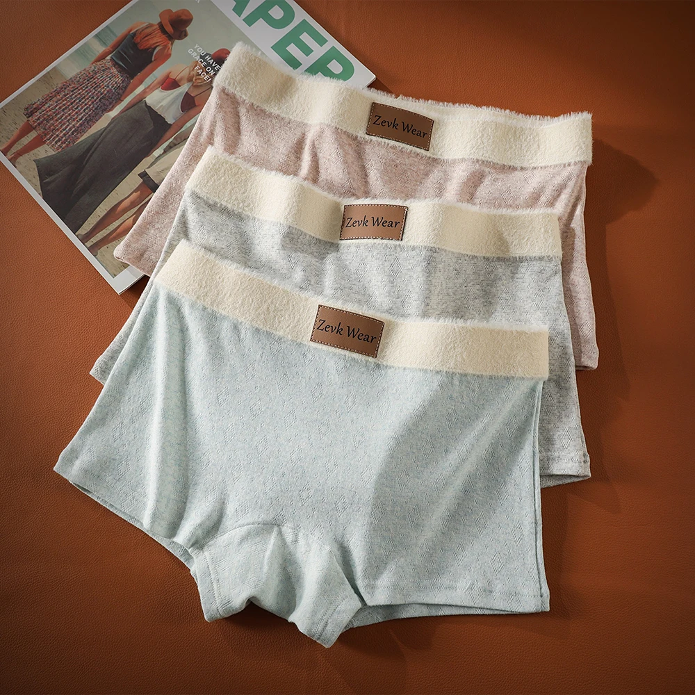 

3PCS/Pack 100% Cotton Knit Breathable Women's Panties Soft High Elastic Underwear Winter High Elastic Warm Waistband Lingerie