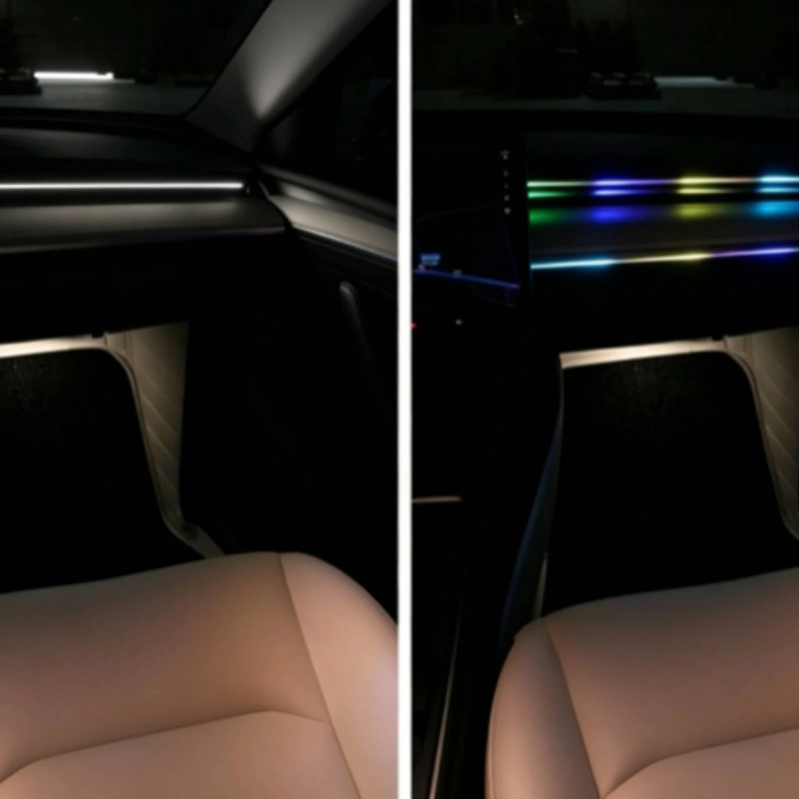 6 Pieces Acrylic Interior Car LED Lights App Controlled Car Ambient Lighting Kit Acrylic Light Strips Multicolor for Drivers view 6