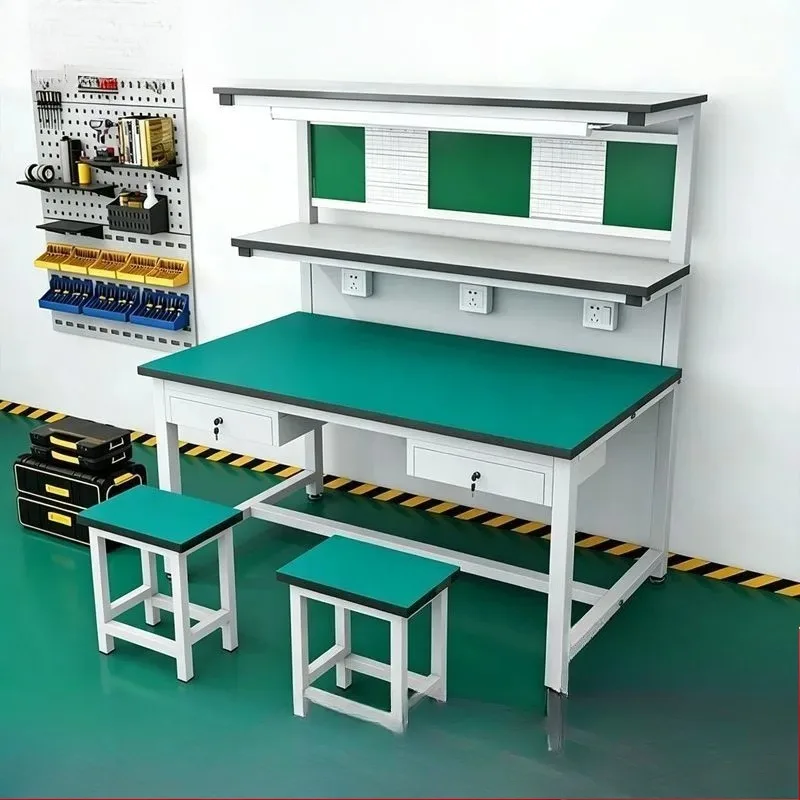 Three-layer anti-static workbench with lamp assembly operation injection molding machine mobile phone maintenance workbench