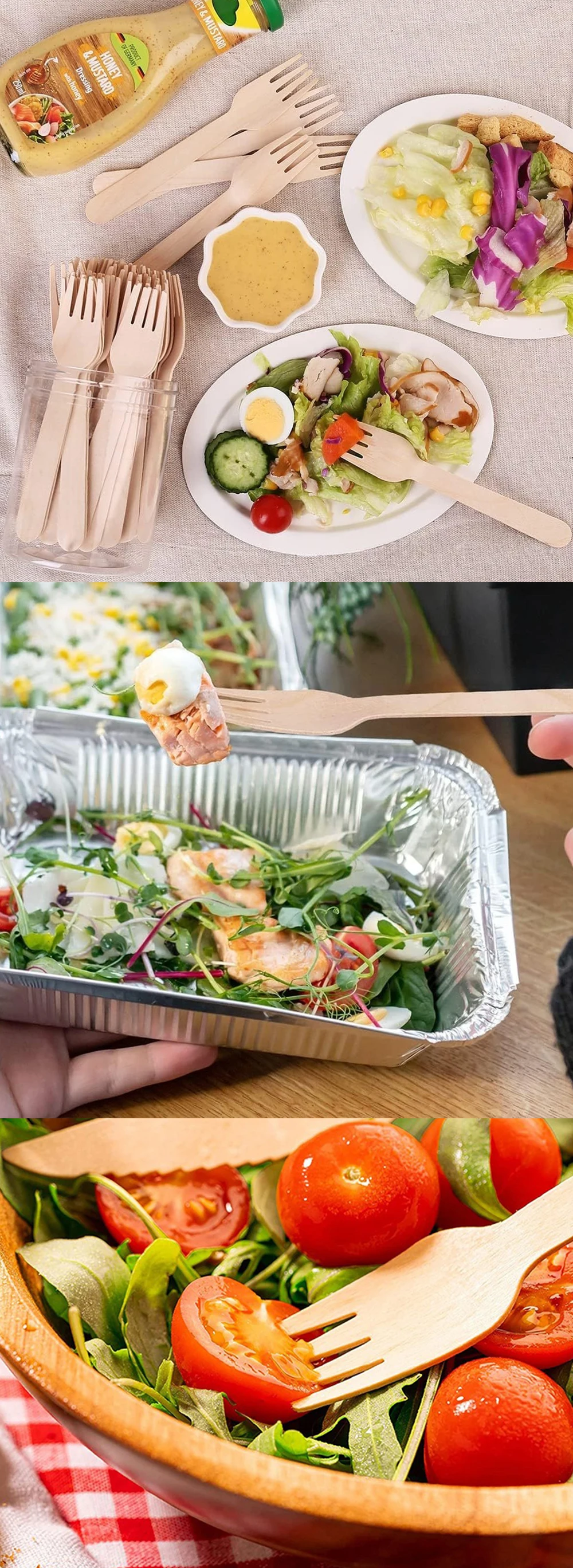 Einweg-Holzbesteck 50/100 Stück Packung 14 cm Gabel Löffel Party Camping Picknick Hochzeit Reise Geschirr Sets Küchenbedarf ZYF – Detail 2