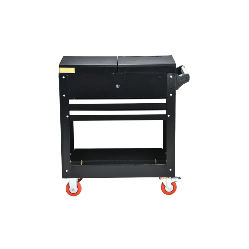 Rolling Mechanics Tool Cart Slide Top Utility Storage Cabinet Toolbox Tool Organizer With Open Lid And 2 Sliding Drawers