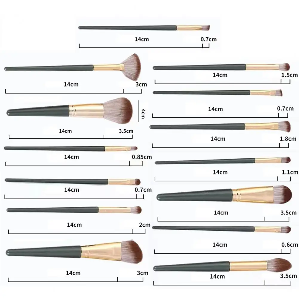 14Pcs/Set Makeup Brush Refined-Makeup Soft Bristles High Dipping Powder 14 Different Brushes Lip Blush Brush Beauty Salon Supply