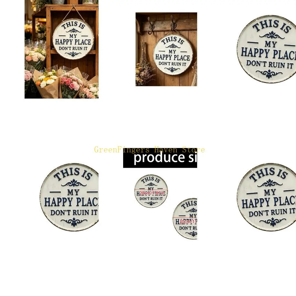 F68D Iron Wall Plaque This Is My Happy Place Garden Metal Sign Outdoor Indoor Decors