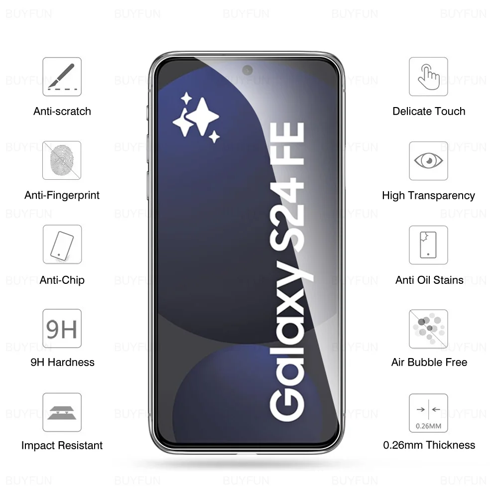 6in1 لهاتف سامسونج جالاكسي S24FE S24Ultra S24 + 5G واقيات شاشة عدسة الكاميرا سامسونج S 24 Fe 24ultra 24Plus غطاء من الزجاج المقسى