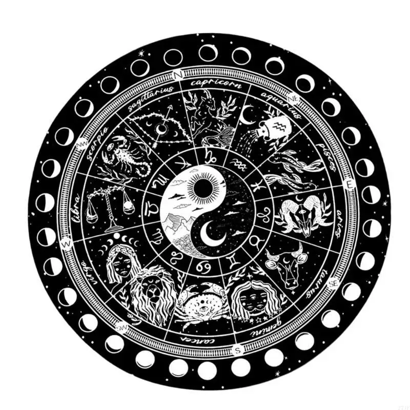 J7JF 신은 매트 기호 달기 제단 타로트 카드 패드 패드 진자 차트 매트, 에너지 치유를위한 차트 매트