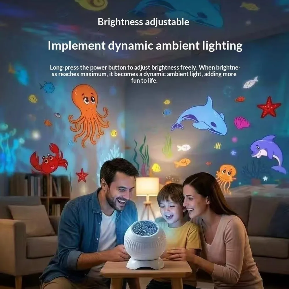 360° Rotating Ocean Projector Light USB Dynamic Projector Dynamic Night Light Starry Sky Projection Decorative Lamp