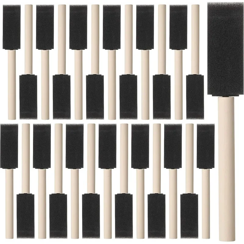 Premium 5Pcs Sponge Brush With Wooden Handle Perfect For Watercolor Oil Stain Art Craft Painting Drawing For Kids Educational Ar